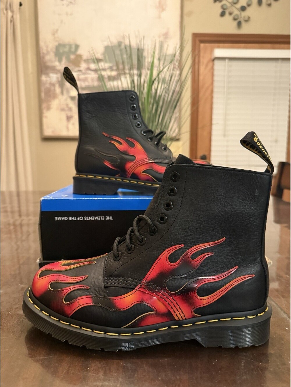 Dr Martens 1460 Pascal Flame Arcadia Leather Boots Black Mens 7 / Womens 8